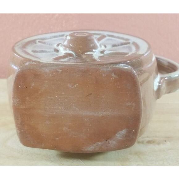 Frankoma Wagon Wheel Pitcher - Vintage Small 4"x5"x2" - Brown/Tan/Gold - Picture 9 of 13